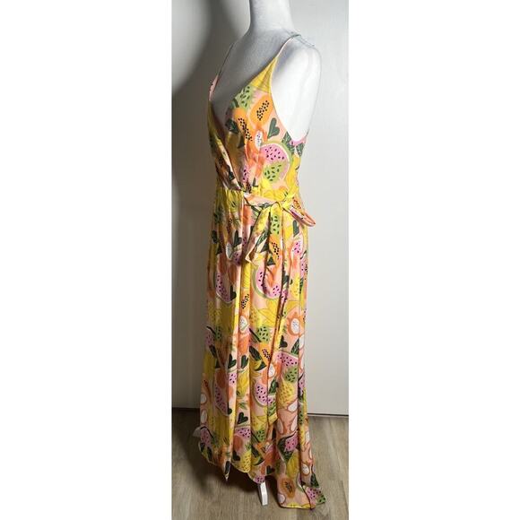 Anthropologie x Hutch Yellow Floral Hi-Lo Chiffon Maxi Wrap Dress Size Small EUC - Picture 7 of 13
